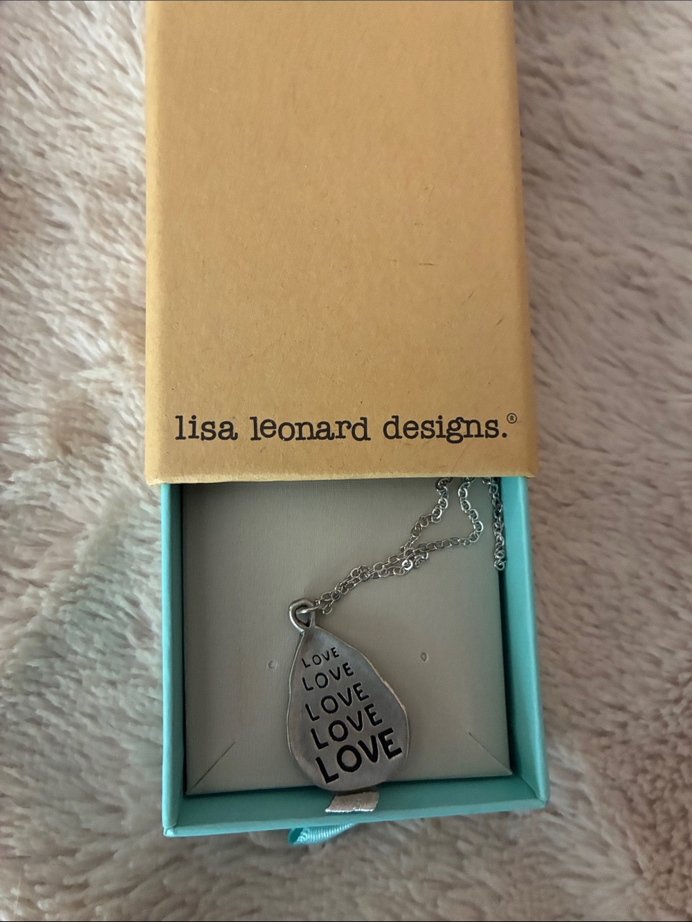 Lisa Leonard Designs Silver 'LOVE' Teardrop Necklace,  New in Box